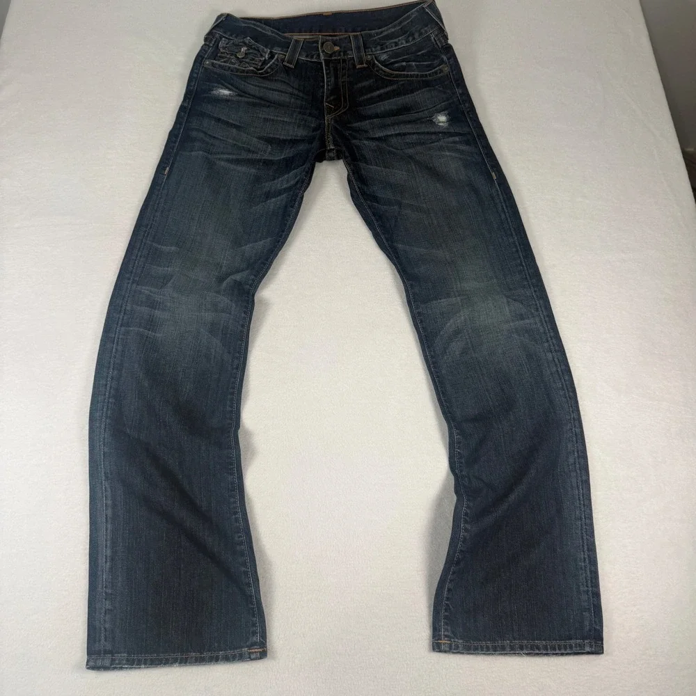 True Religion Ricky Jeans Mens 31 Dark Wash Denim Relaxed Straight Y2K Horseshoe